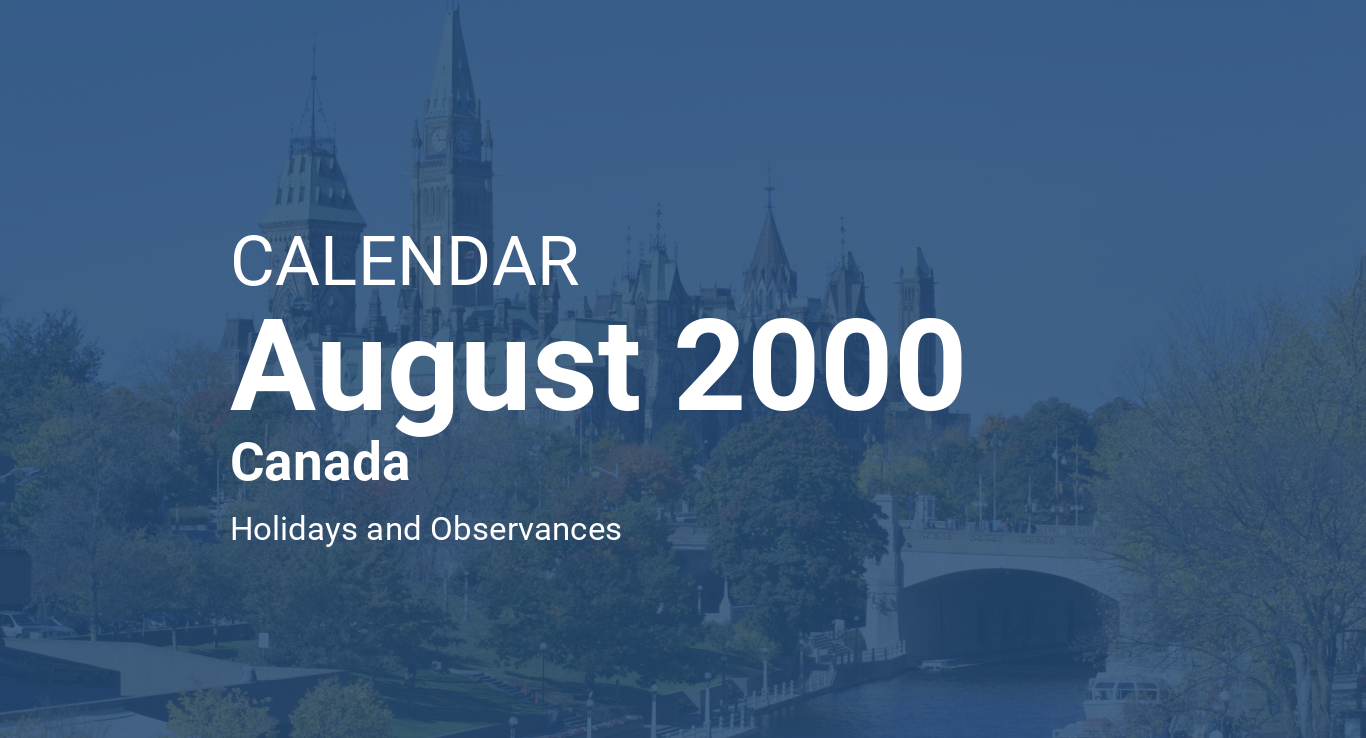 August 2000 Calendar Canada